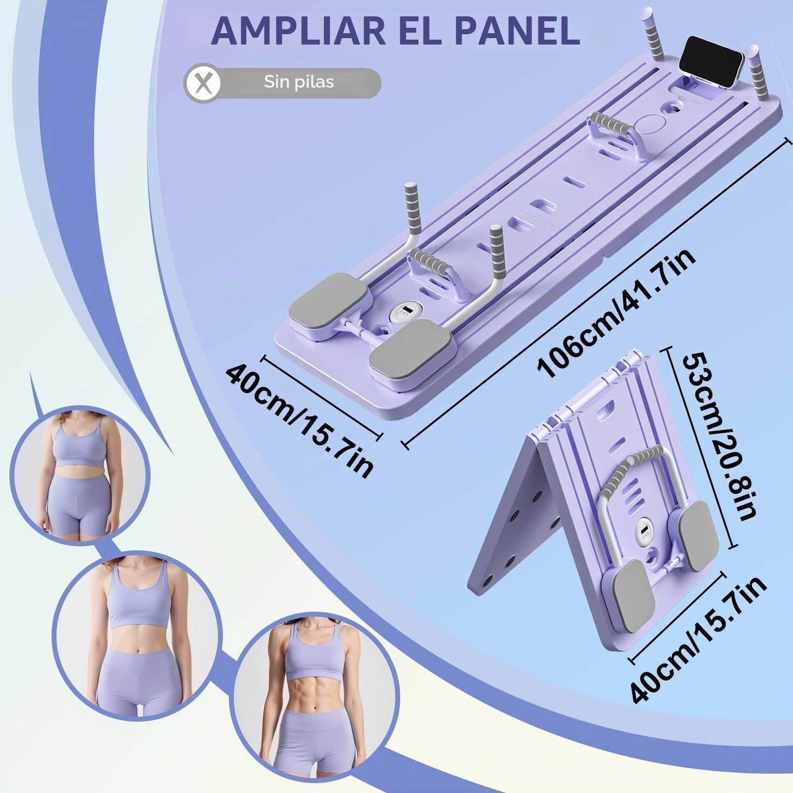 Mini Pilates Reformer Kit con Barra de Pilate y Bandas de Resistencia, Pilates Board en Casa Tabla Pilate Multifuncional Equipo de Entrenamiento