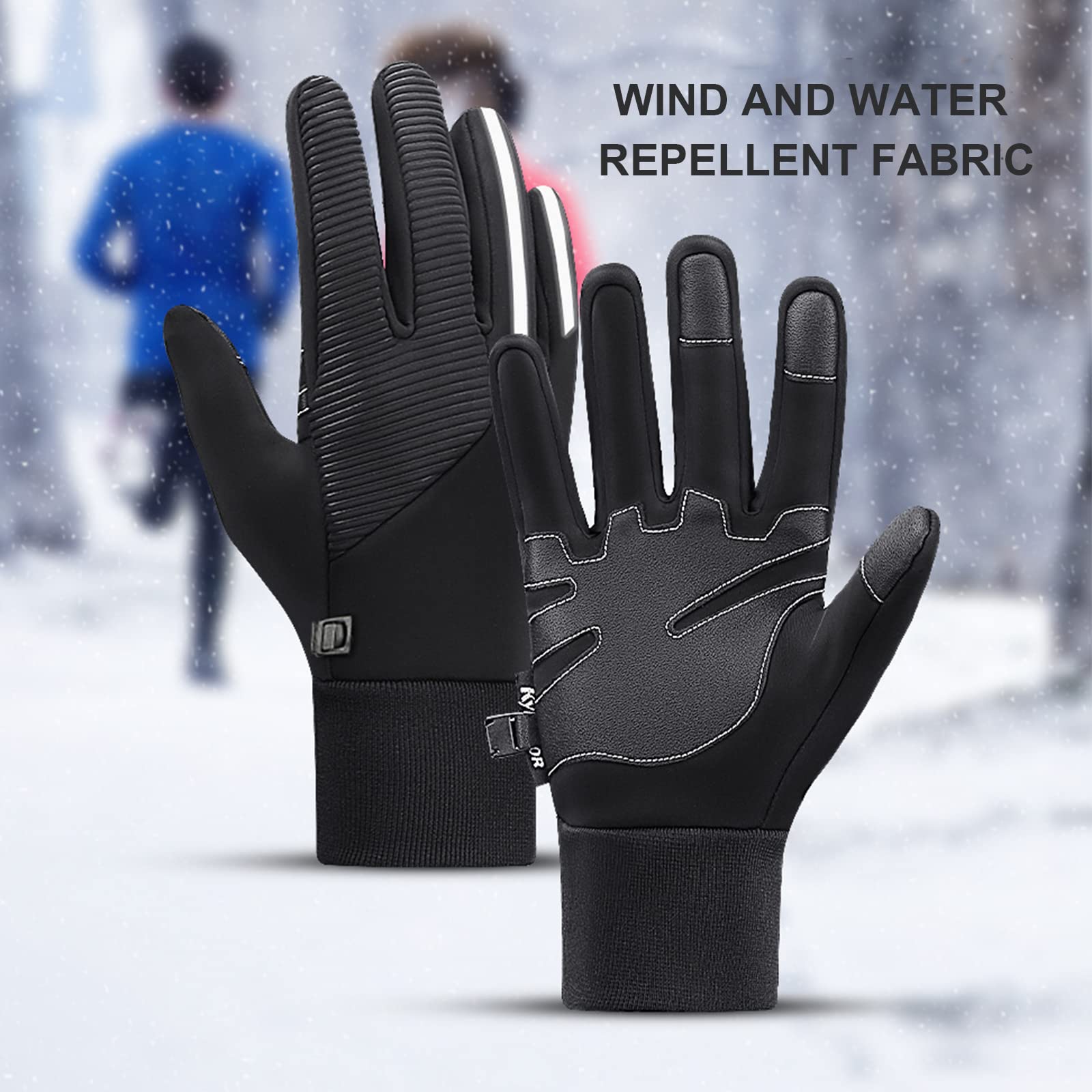 Guanti da Ciclismo Invernali da Uomo, da Donna, Impermeabili, Antivento Termici, Caldi, Antiscivolo, da Sci, Guanti Sportivi da Neve con Striscia Riflettente