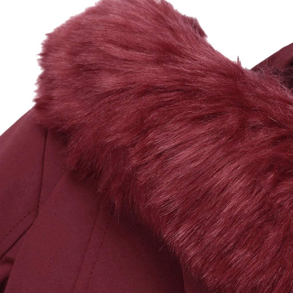 Niezawodne damskie codzienne wyściełane bawełną pluszowe kieszonkowe sztuczne futro kurtki z kapturem, moda damska zimowy ciepły płaszcz (kolor: Czerwony, rozmiar: duży)