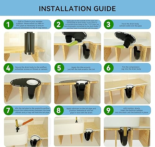 Miniatura 6 de Kit de drenaje de bañera independiente, kits de instalación de drenajes de bañera independientes, kit de drenaje de bañera independiente con