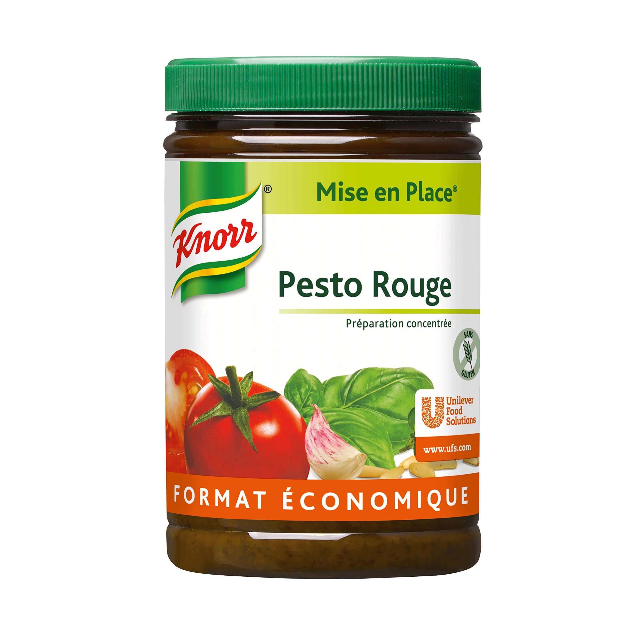 Knorr Mise en place pesto rouge traditionnel, marinades et assaisonnements, délicieux Chaud comme Froid, Vegan,Ail BIO, Huile d'olive extra vierge, pot 700g