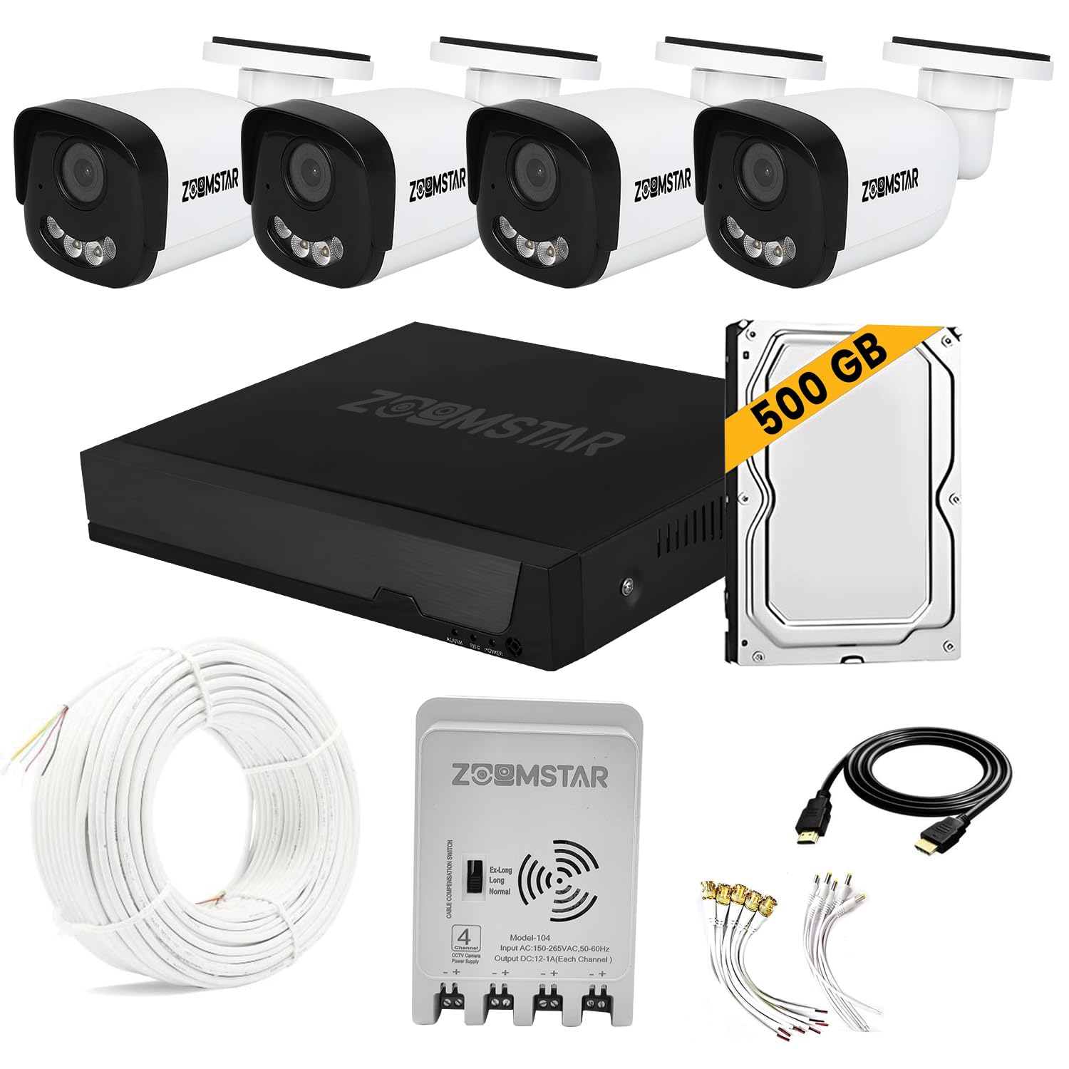 Buy ZUUMSTAR 4 Channel 1080P Full HD DVR 2MP Night Color Outdoor