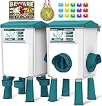 Chicken Feeder and Waterer Set - 3 Gallon/26.5 Pounds, Automatic Chicken Waterer with 4 Cups & 3 Feeder Ports, No Waste Poultry Feeder & Waterer, Chicken Coop Accessories for Hens/Ducks/Poultry