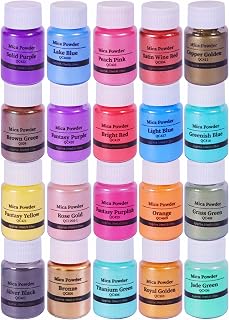 Mica Powder - 20 Colors 10g/0.35oz - Pearlescent Color Pigment - Epoxy Resin Pigment Powder for Slime, Nail Polish, Adhesive Pigments, Soap Making, Paint