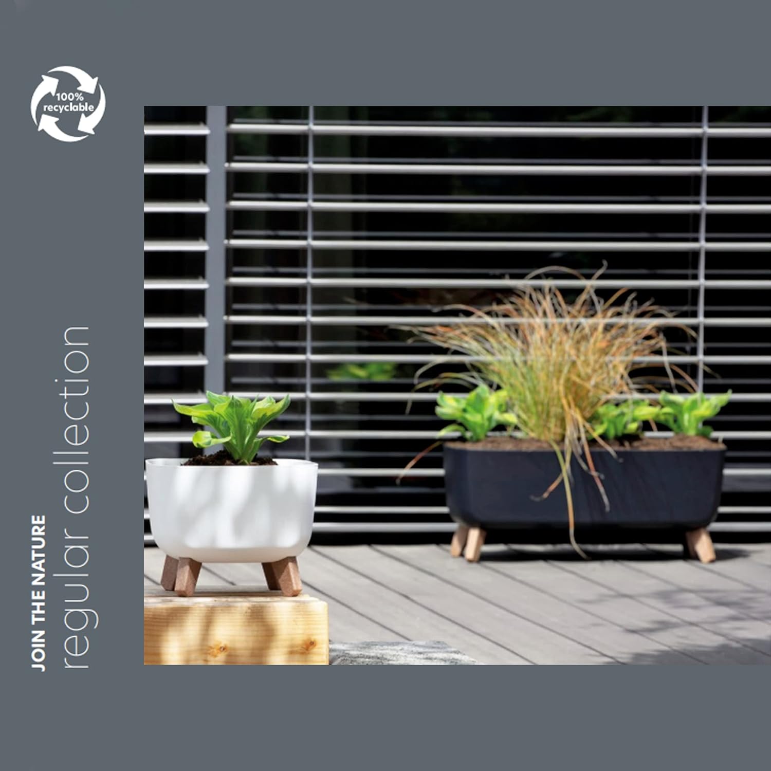 Prosperplast Flower Pot with feet, Charcoal, Ø 29 cm