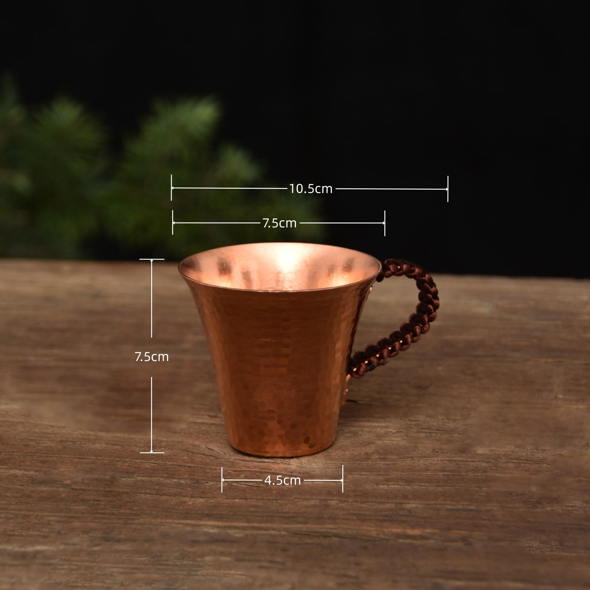 Juego de 2 tazas de té de cobre puro hechas a mano, tazas martilladas