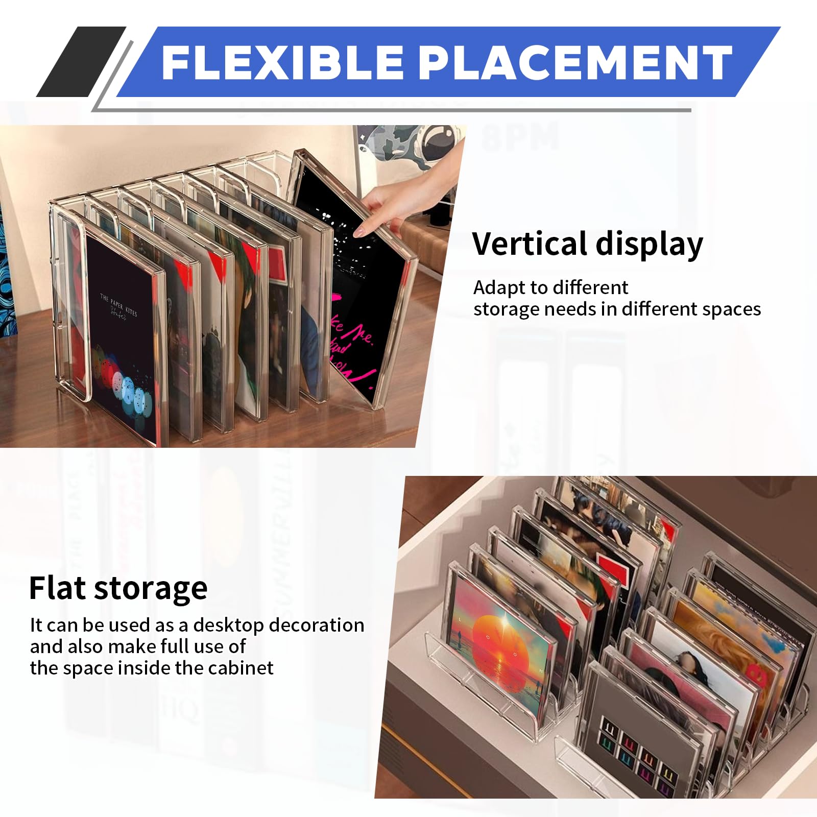 Porta CD Tavolo, Supporto CD in Acrilico Trasparente, Organizzazione per CD e Dvd con 7 Scomparti, Porta Vinili -Può contenere fino a 7-14 Custodie Standard(17x12.5x4cm)