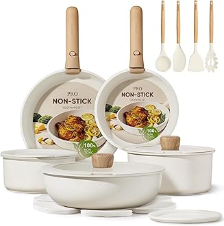 19pcs Pots and Pans Non Stick, Cookware Sets Detachable Handle, Induction Kitchen Pots and Pans,NonStick Cooking Set, Oven/Dishwasher/Fridge Safe, Space Saving