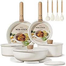 CAROTE 19pcs Pots and Pans Non Stick, Cookware Sets Detachable Handle, Induction Kitchen Pots and Pans,NonStick Cooking Set, Oven/Dishwasher/Fridge Safe, Space Saving