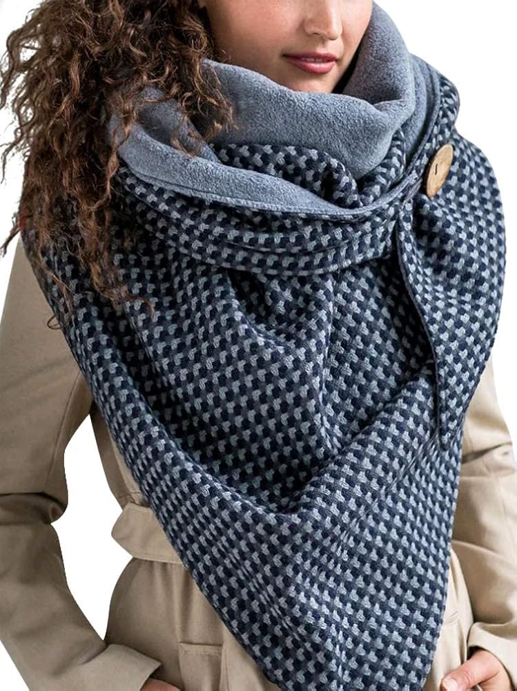 Damen Schal Winter Warm - Dreieck Halstuch Mit Blumen Muster