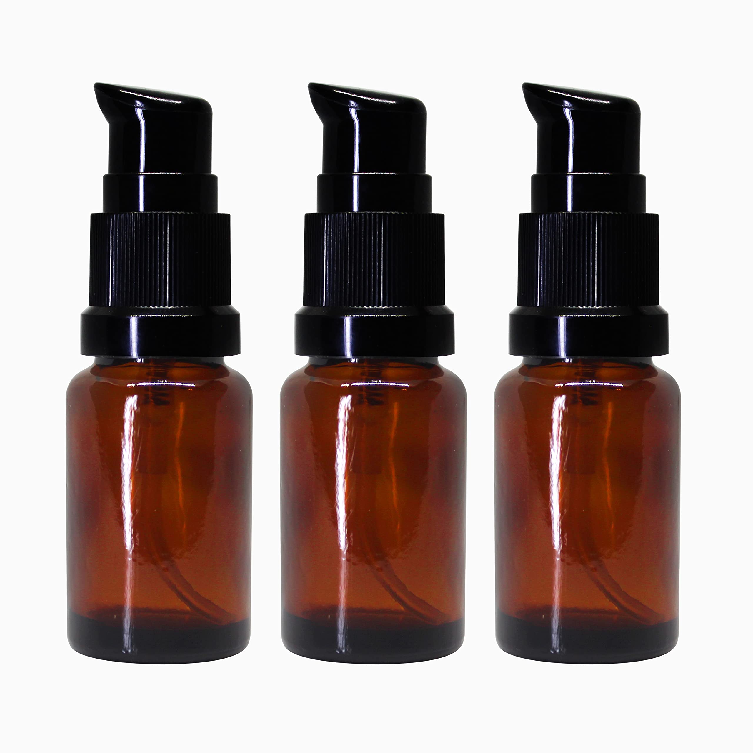 nsb herbals 10 ML Amber Color Round Empty Glass Bottle With Lotion Pump & Black Cap For Essential Oils, DIY Skin Care, Cosmetics, Multipurpose Bottle For Home And Travel Purpose (Pack of 3)
