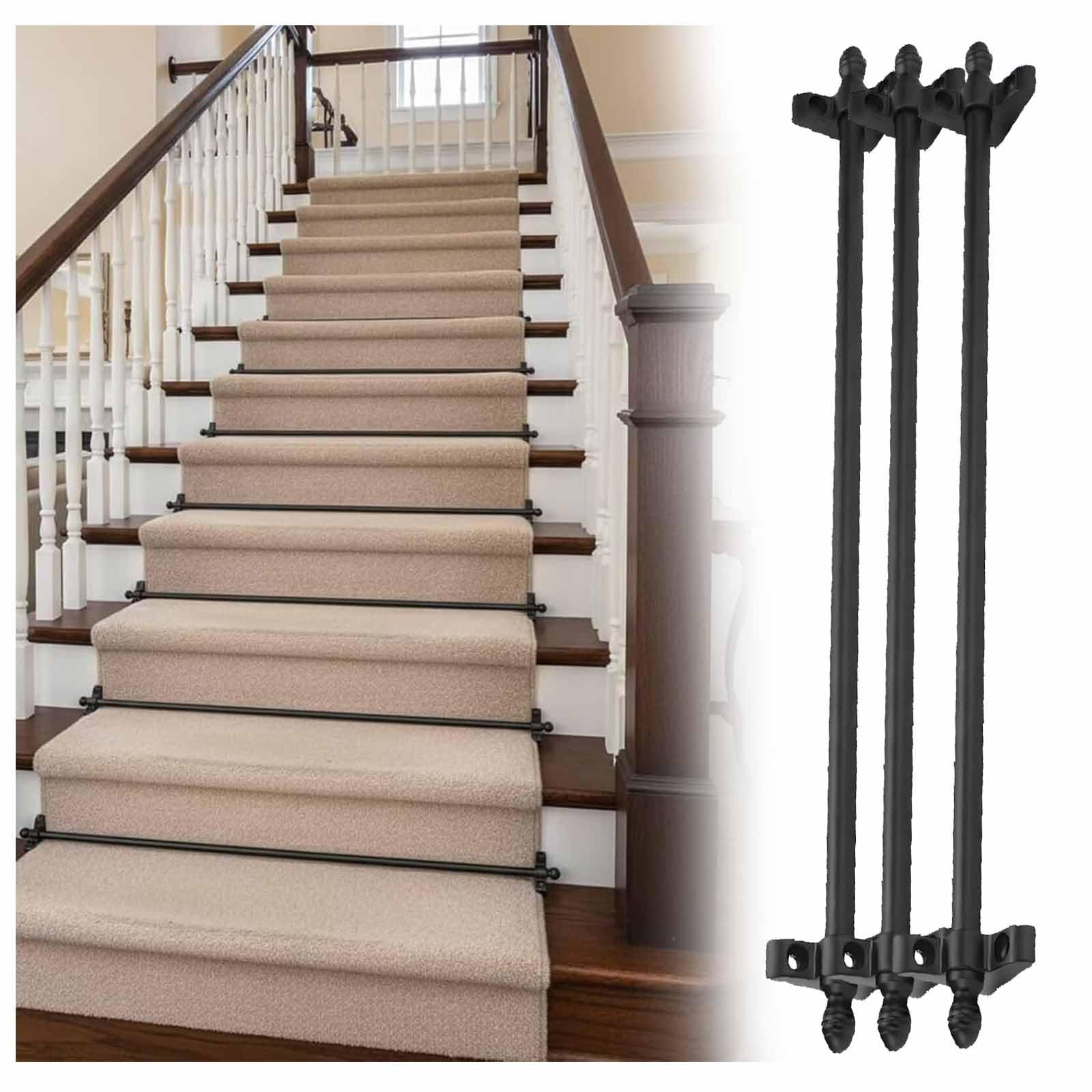 Tiges de chemin d'escalier polies lot de 4 à 16 barres de fixation pour tapis