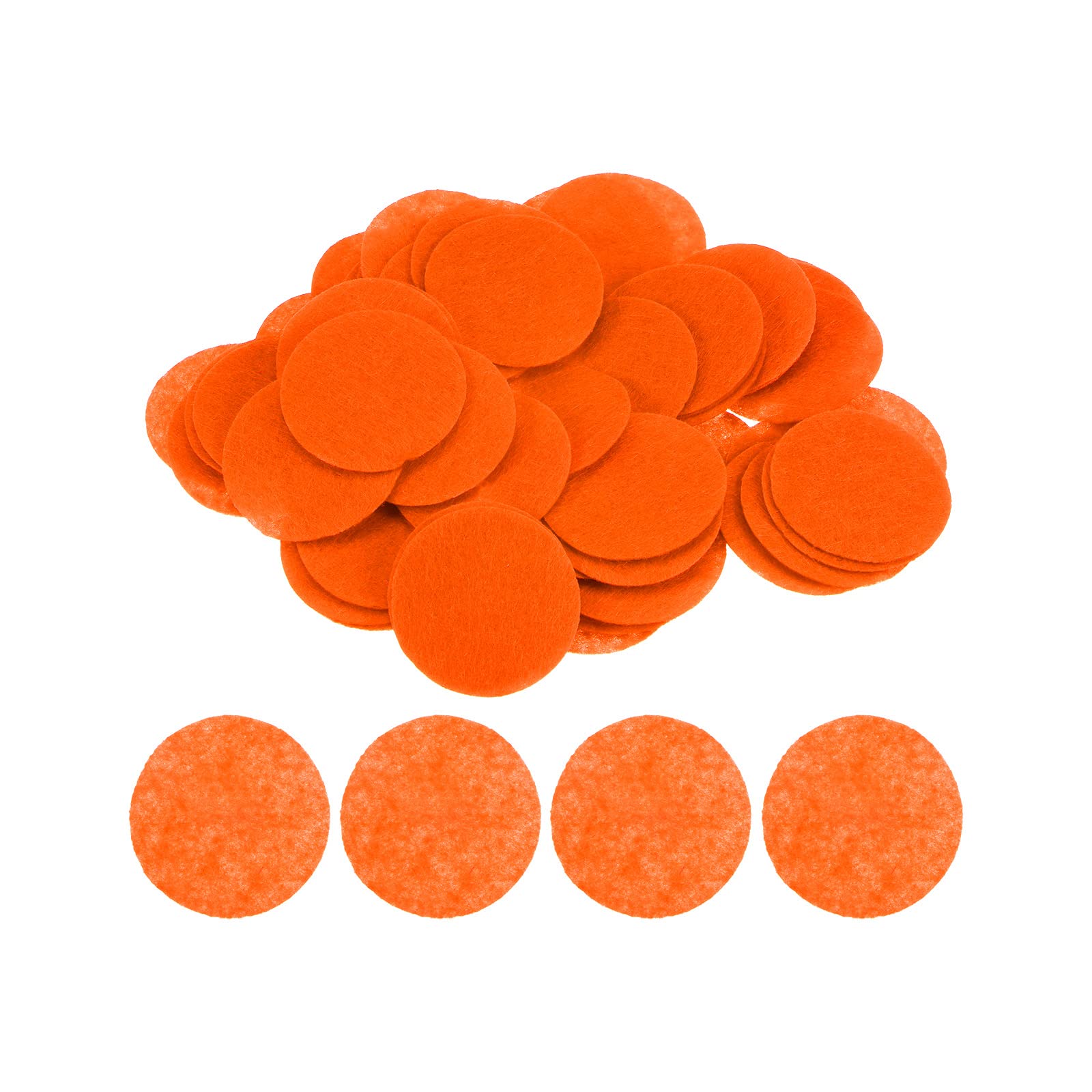 Sourcing Map 100pcs Round Felt Circles, 40mm 1-1/2" Pre-Cut Craft Pads, Non-Woven Mini Fabric Circles for DIY Sewing, Orange