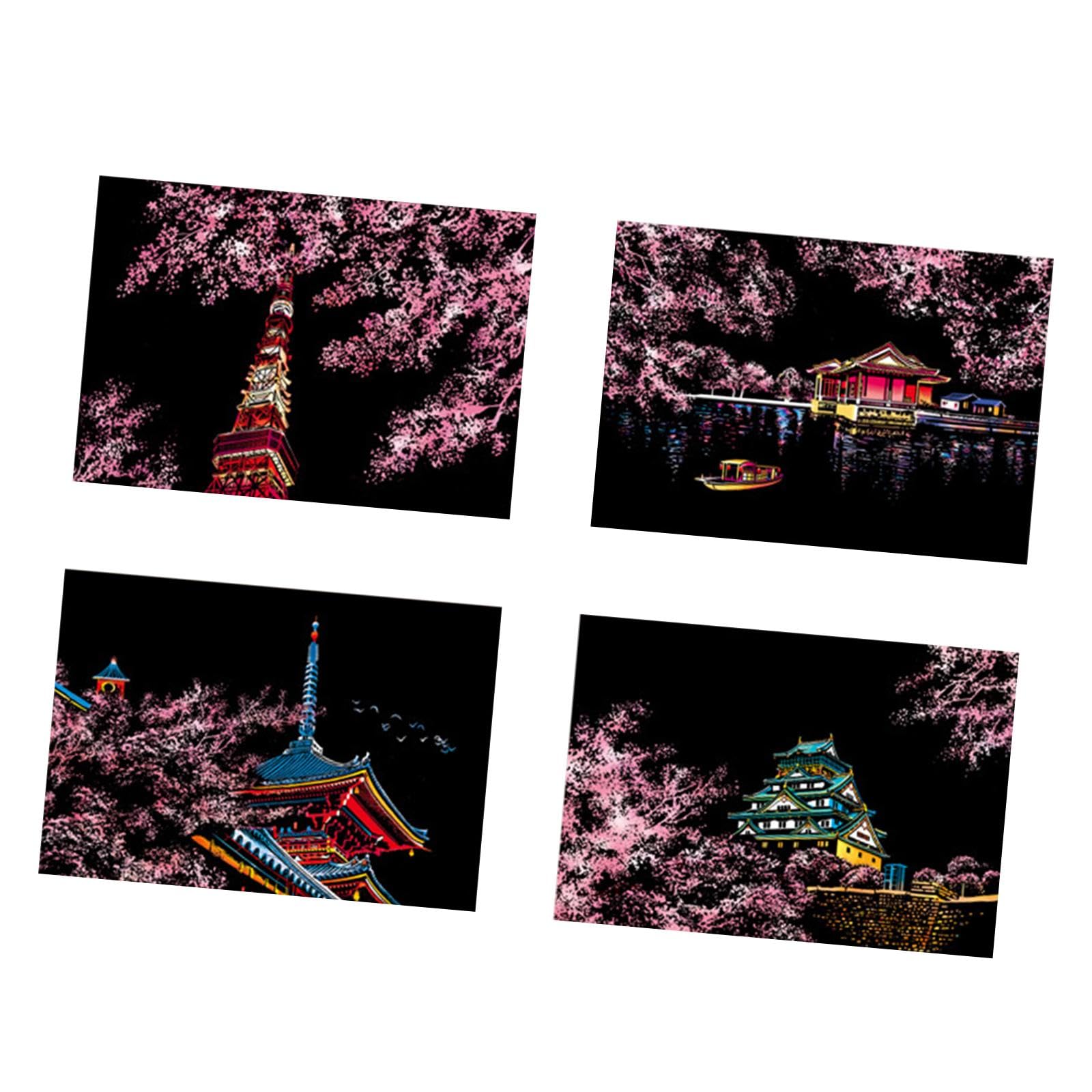 4X Scratch Paper Card Ornament Graffiti Paper Card Drawing Art Craft Style C | Kids' Crafts | Other Kids' Crafts-image-38