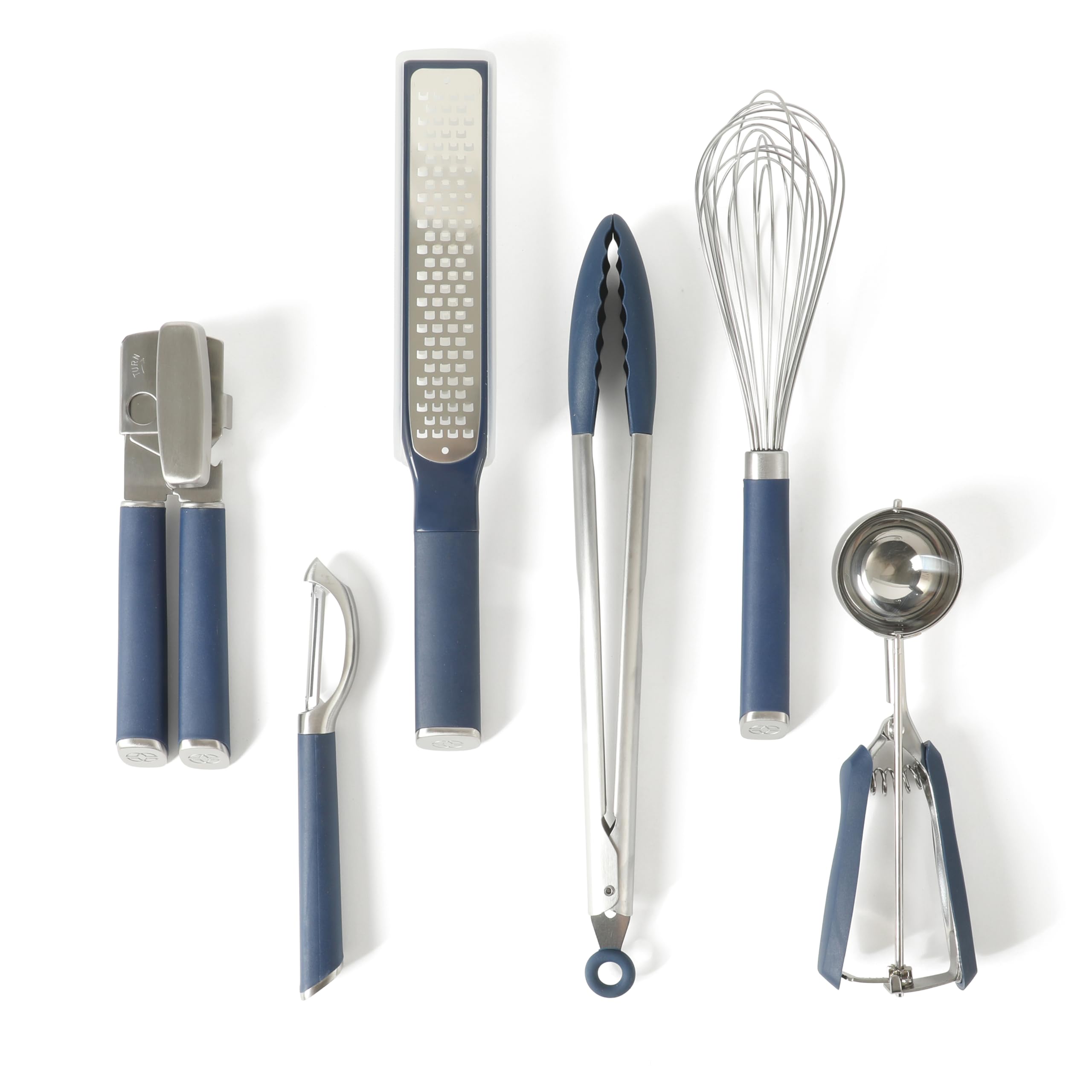 Calphalon Edge Küchenhelfer und Küchenhelfer-Set, Edelstahl, Marineblau, 6-teilig