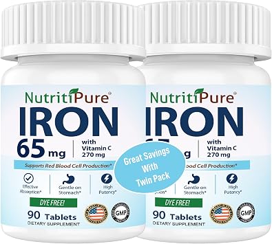 Iron Supplement, Carbonyl Iron 65mg, Vitamin C 270mg, 180ct