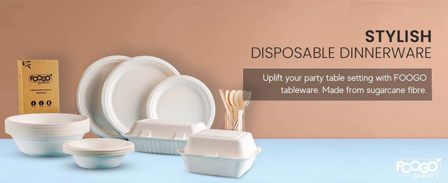FOOGO Green Einweg-Teller aus Zuckerrohr-Bagasse, 20 cm, 50 Stück, umweltfreundlich, biologisch abbaubar, kompostierbar, für Picknick und Party FOOGO Green Einweg-Teller aus Zuckerrohr-Bagasse, 20 cm, 50 Stück, umweltfreundlich, biologisch abbaubar, kompostierbar, für Picknick und Party
