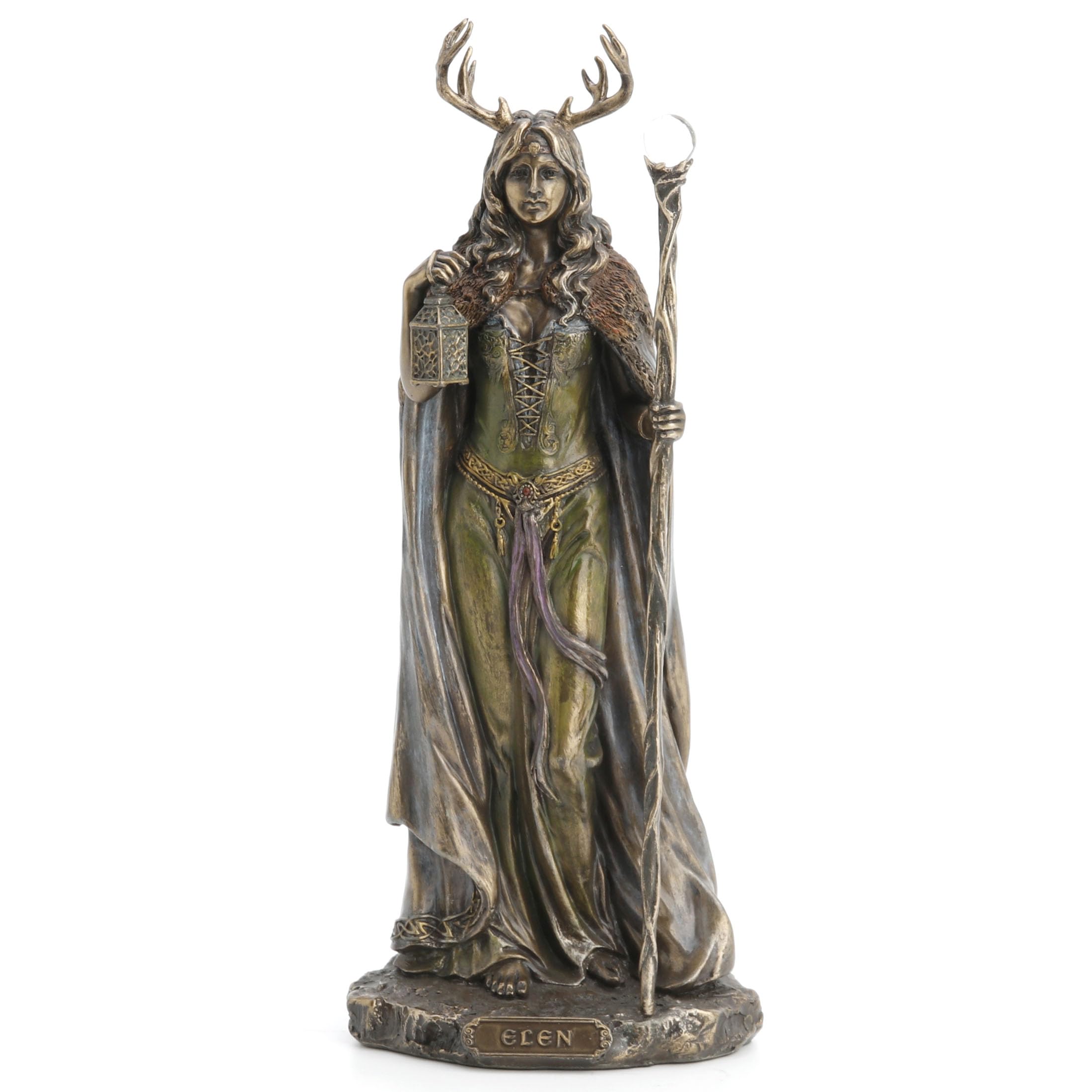 Veronese Design 10 7/8 Inch Elen of The Ways Guardian of The Forrest Pagan Goddess Cold Cast Resin Bronze Finish Sculpture