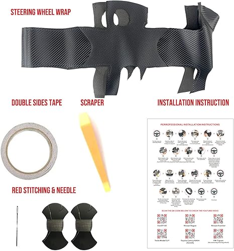 Miniatura 4 de Envoltura cosida a mano para Dodge ChallengerDodge ChargerDodge Durango 2015-2023 Protección interior del volante Accesorios