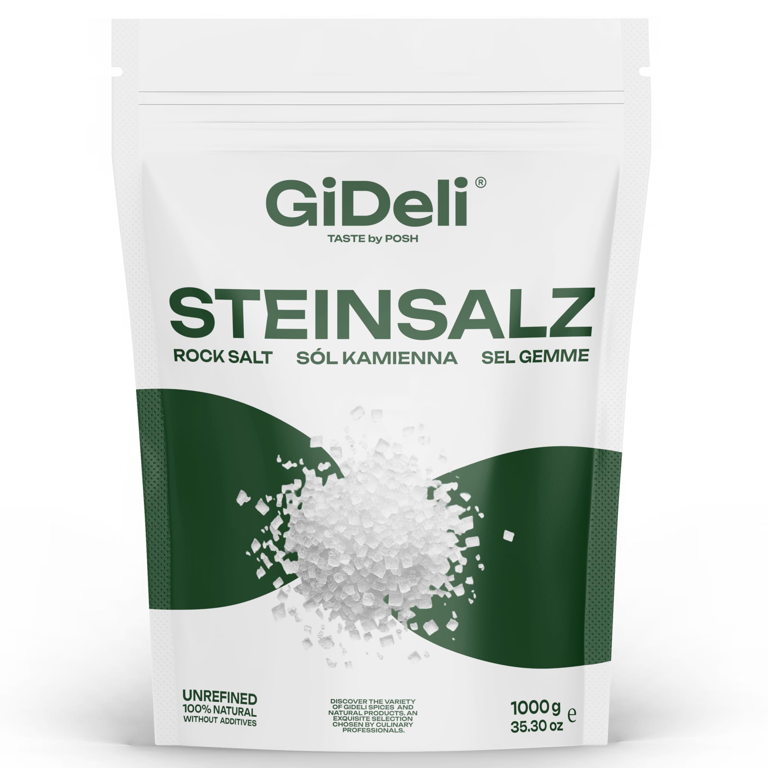 GiDeli Sól kamienna gruboziarnista, naturalna sól kryształowa, sól do zabawy, jakość premium TOP non-GMO (1 kg)