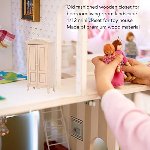 Miniatura 8 de Armario en miniatura, escala de madera 112, muñecas de doble puerta, decoración de armario para gabinete, mini casa, muebles, accesorio para