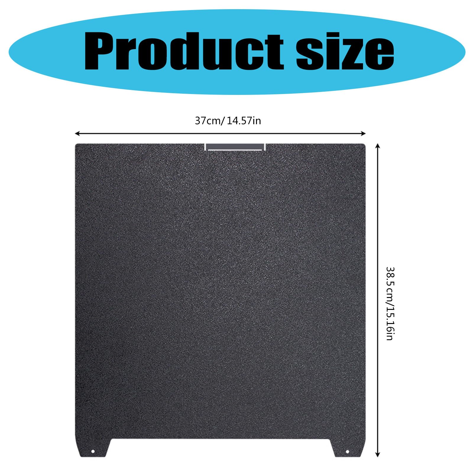 Bauplatte 370 x 370 mm, Druckplattform aus mattiertem Blech, hohe Festigkeit, Verschleißfestigkeit für 3D Drucker, Federstahlblech