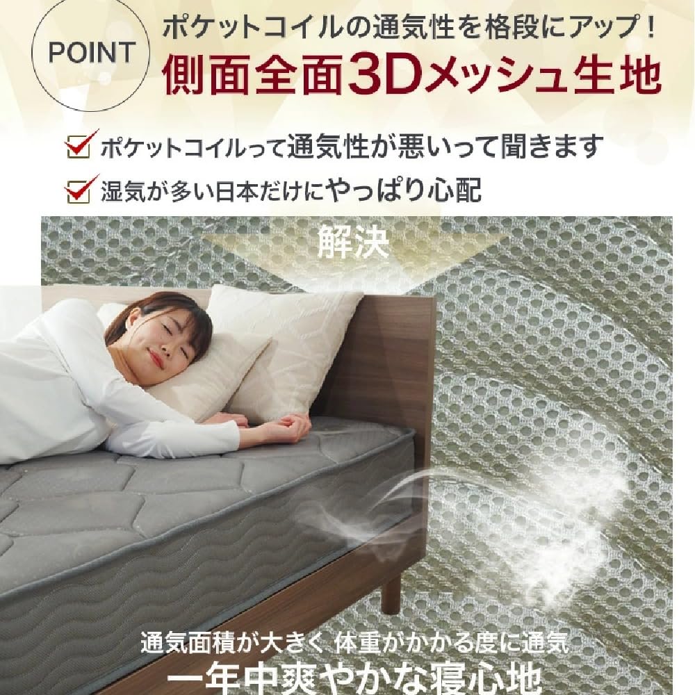 Amazon.co.jp: マットレス 線径2.3mmのエッジサポート ポケット