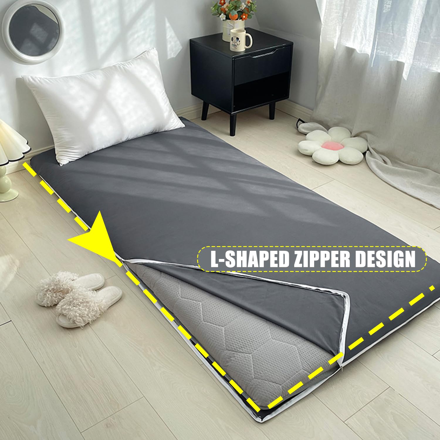 D,70x200cm, Colchón Futun con Cremallera Grande/Extra Grande Cubierta De Colchón De Colchón De Suelo Japonés Impresa Cubierta del Colchón De La Autocaravana del Dormitorio
