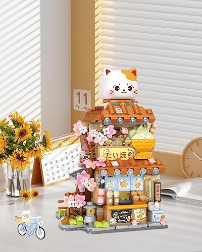 Miniatura 8 de LUOGFYNI Japanese Street View Izakaya Shop Building Blocks Set, Japanese Theme Store Simulation Architecture Creative Model, Mini Bricks