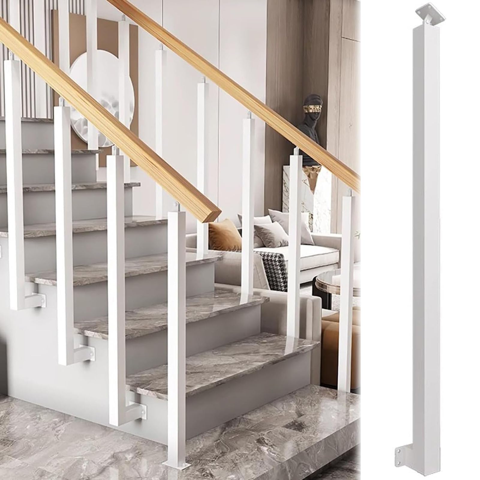 Kwadratowe metalowe balustrady na pokłady, werandy i korytarze, kolumna ochronna 120 cm do użytku wewnątrz i na zewnątrz, 1 sztuka, stylowy design