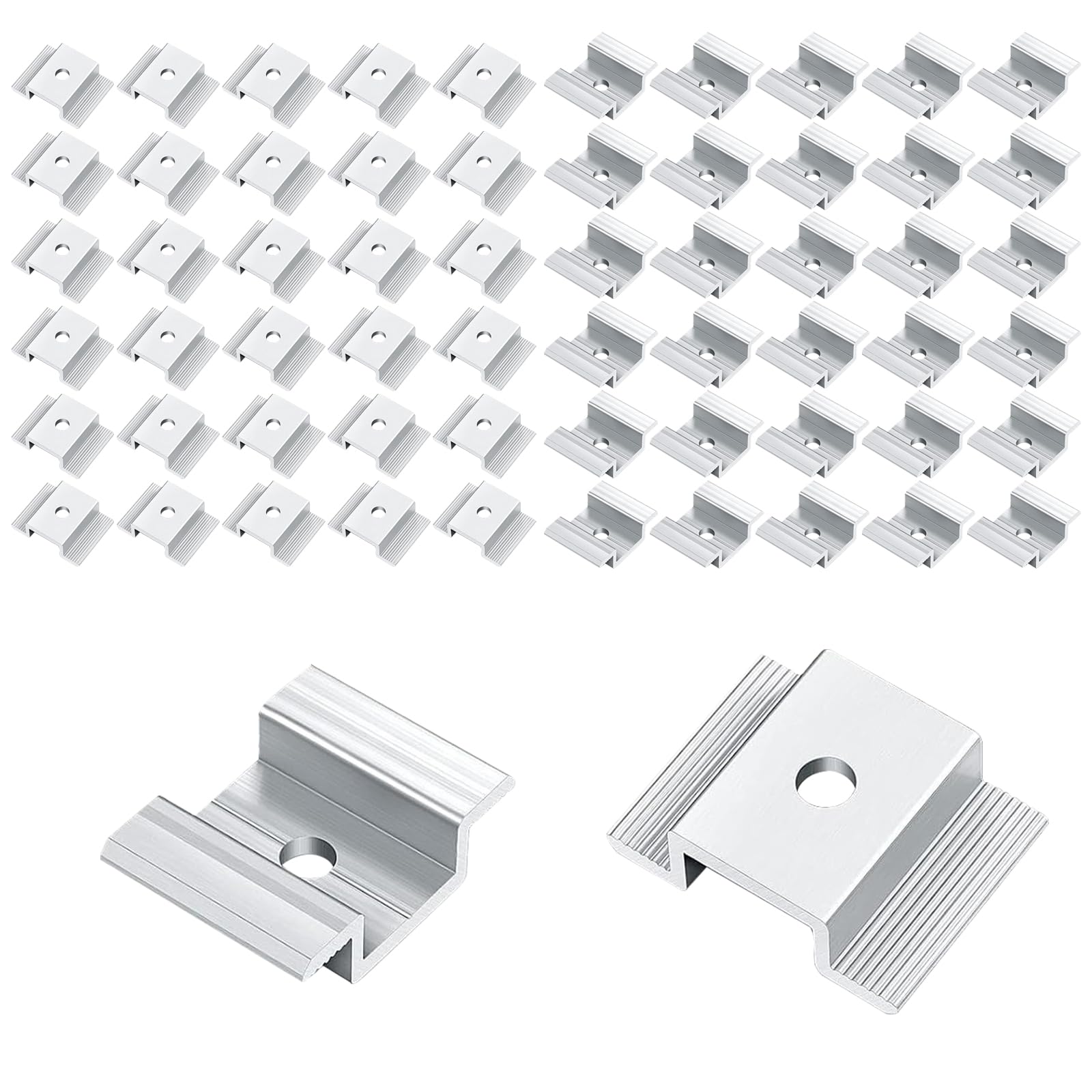 Pince centrale pour panneau solaire de haute précision Support aluminium durable Lot de 60
