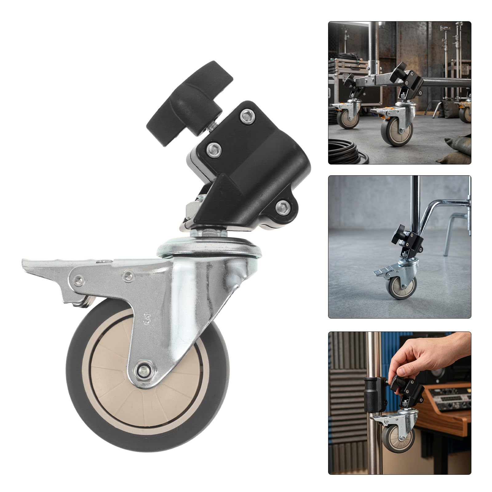 Hemobllo Soporte para Micrófono y Altavoz Función Dual Integrada 3 Piezas Ruedas Deslizantes, Estructura de Plástico y Metal Adecuado para Estudio de Fotografía y Educación Musical