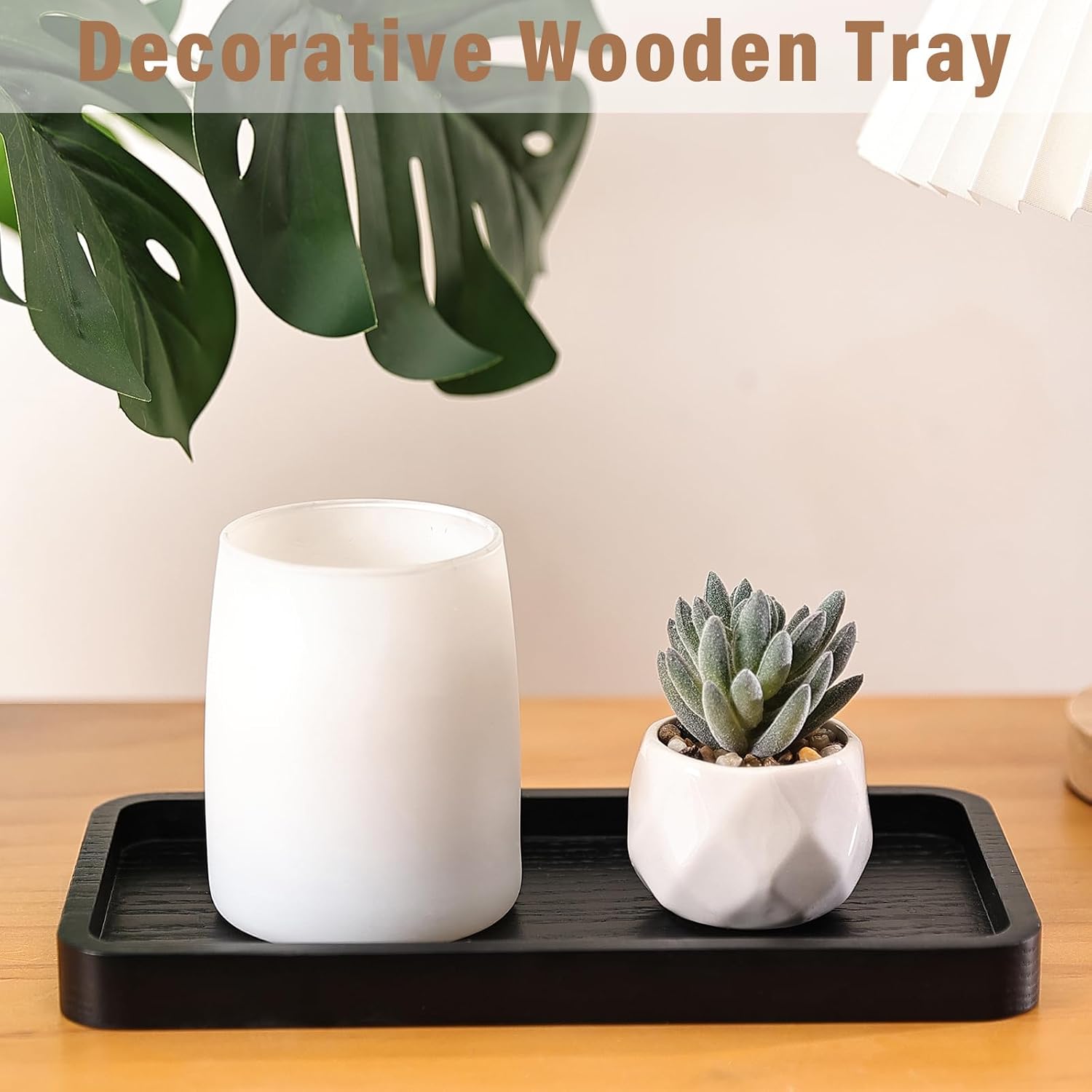 Wooden Bathroom Vanity Tray, 9.9" Small Bathroom Tray