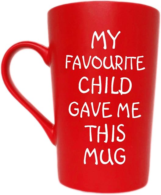 Funny Christmas Gifts Coffee Mug, My Favourite Child Gave Me This Mug, Best Dad and Mum Gifts Father's Day and Mother's Day Present Idea from Daughter Son Kids, Red 12 Oz