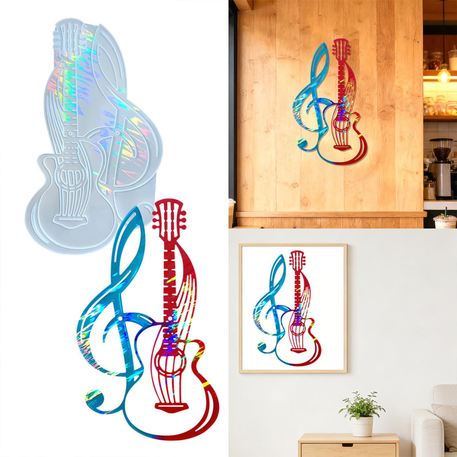 Unikalna stereoskopowa forma silikonowa gitara nuta do projektów artystycznych z żywicy motyw muzyczny żywica forma gitara nuta artykuły dekoracyjne do biżuterii