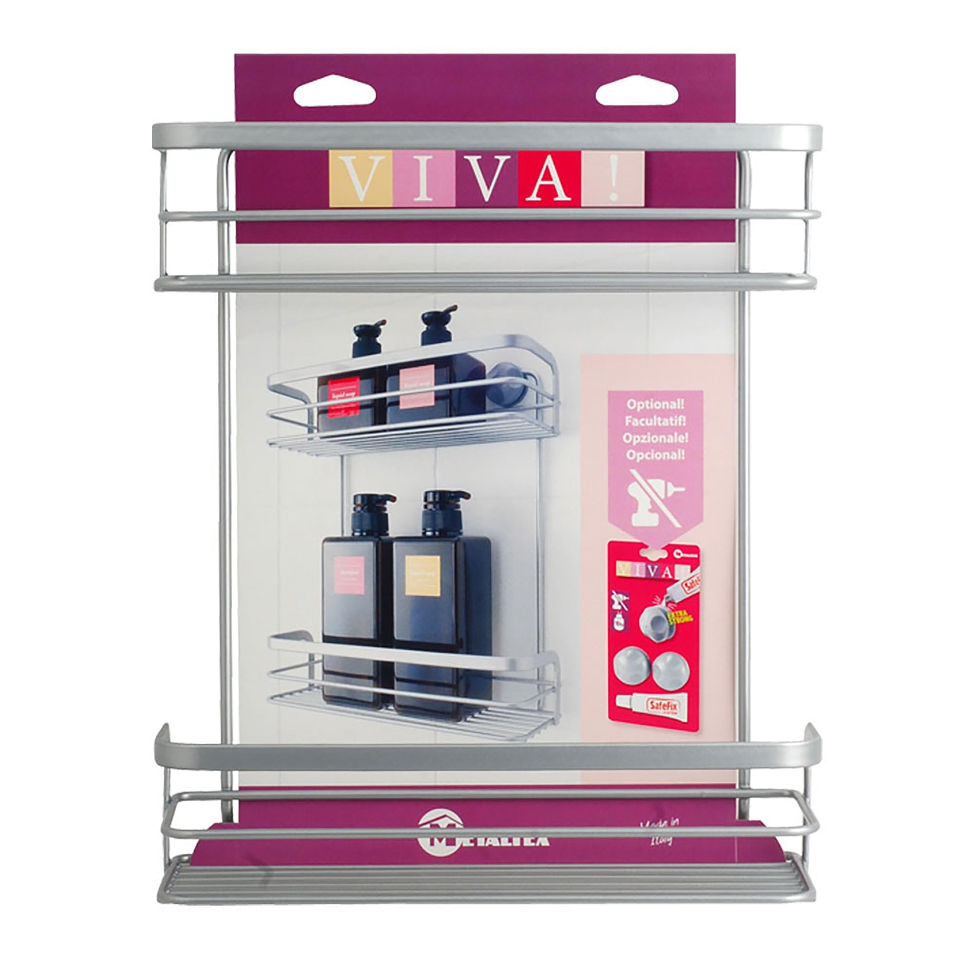 Metaltex VIVA - Estante de2 Niveles para Baño y Ducha. Acabado POLYTHERM color Gris