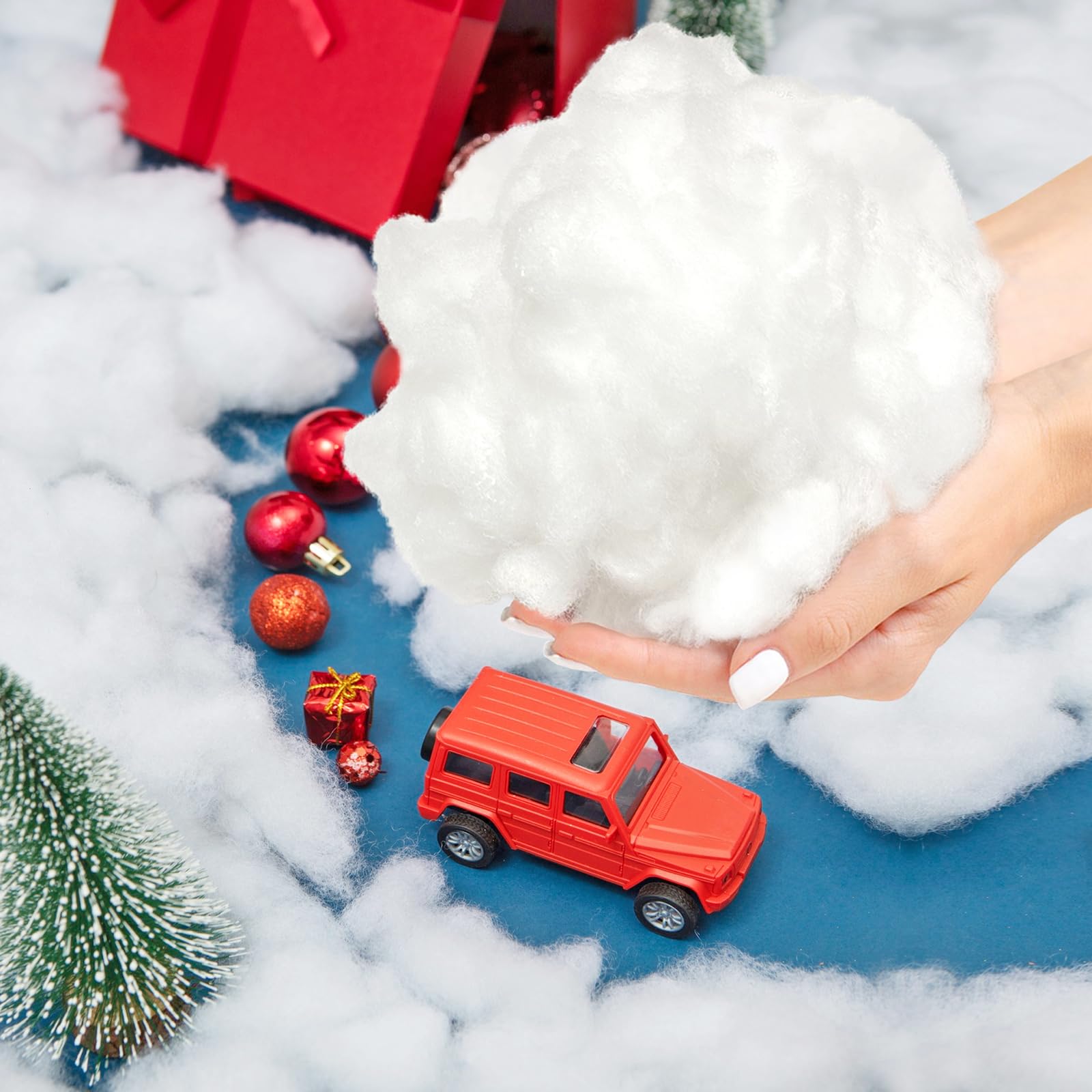 Apragaz Christmas Fake Snow Decoration, 2.2 LB Artificial Snow Fluffy Fake Snow Bulk, Flame Resistant Indoor Snow for Winter Village, Nativity, Christmas Tree, Christmas Decoration