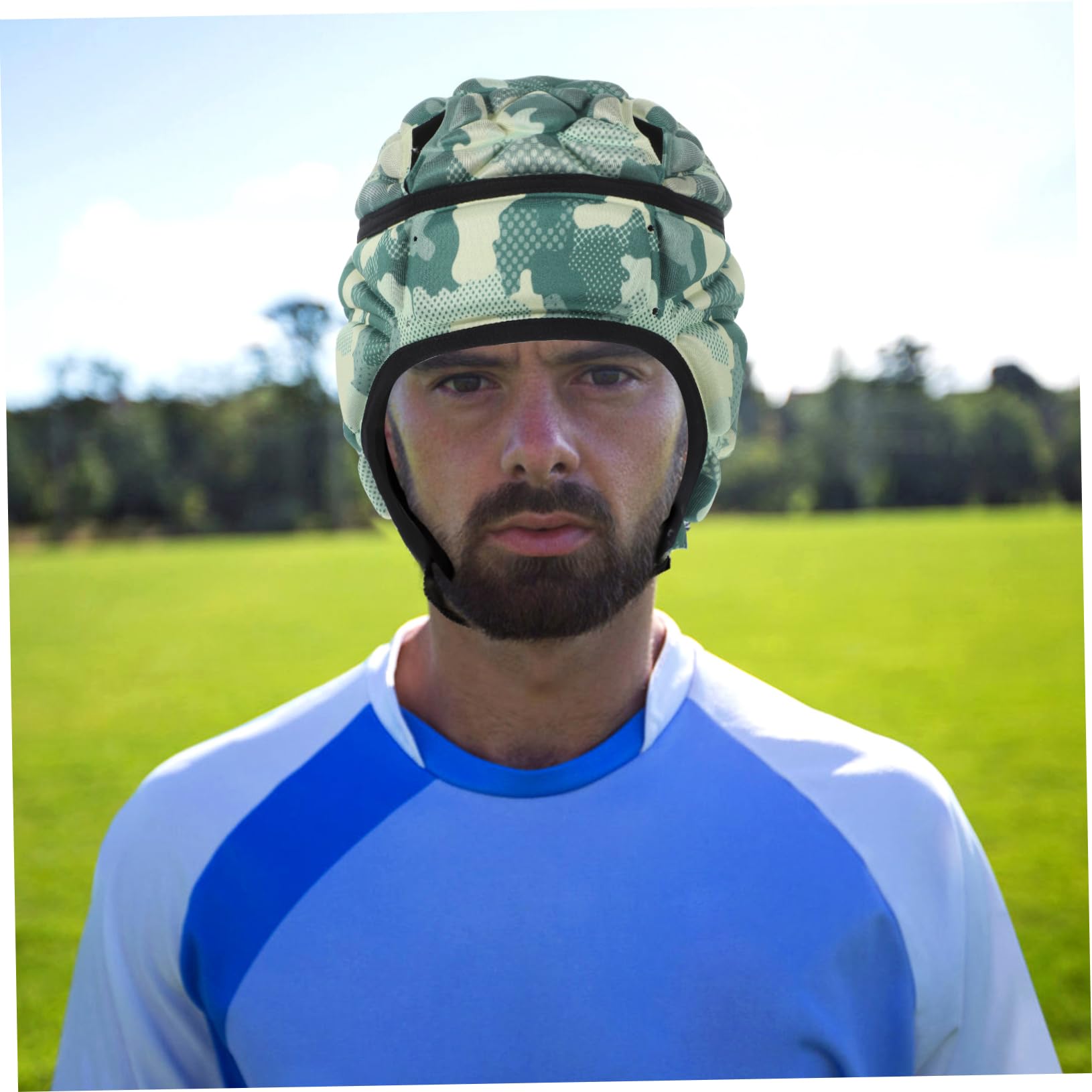 ibasenice Casco de Rugby Acolchado para Protección Fútbol y de Verde para Adultos Protección de Oídos y Transpirable