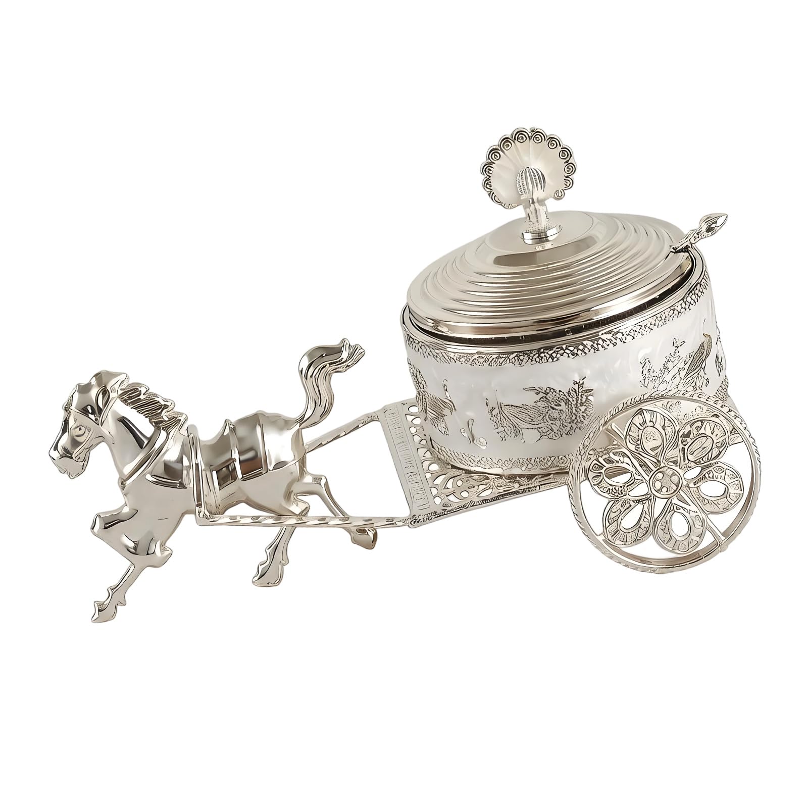 TQUXNGA Alloy Seasoning Canister with Classical Carriage Engravings Multipurpose Sugar Jar Container for Kitchen Counter Display Seasoning Container