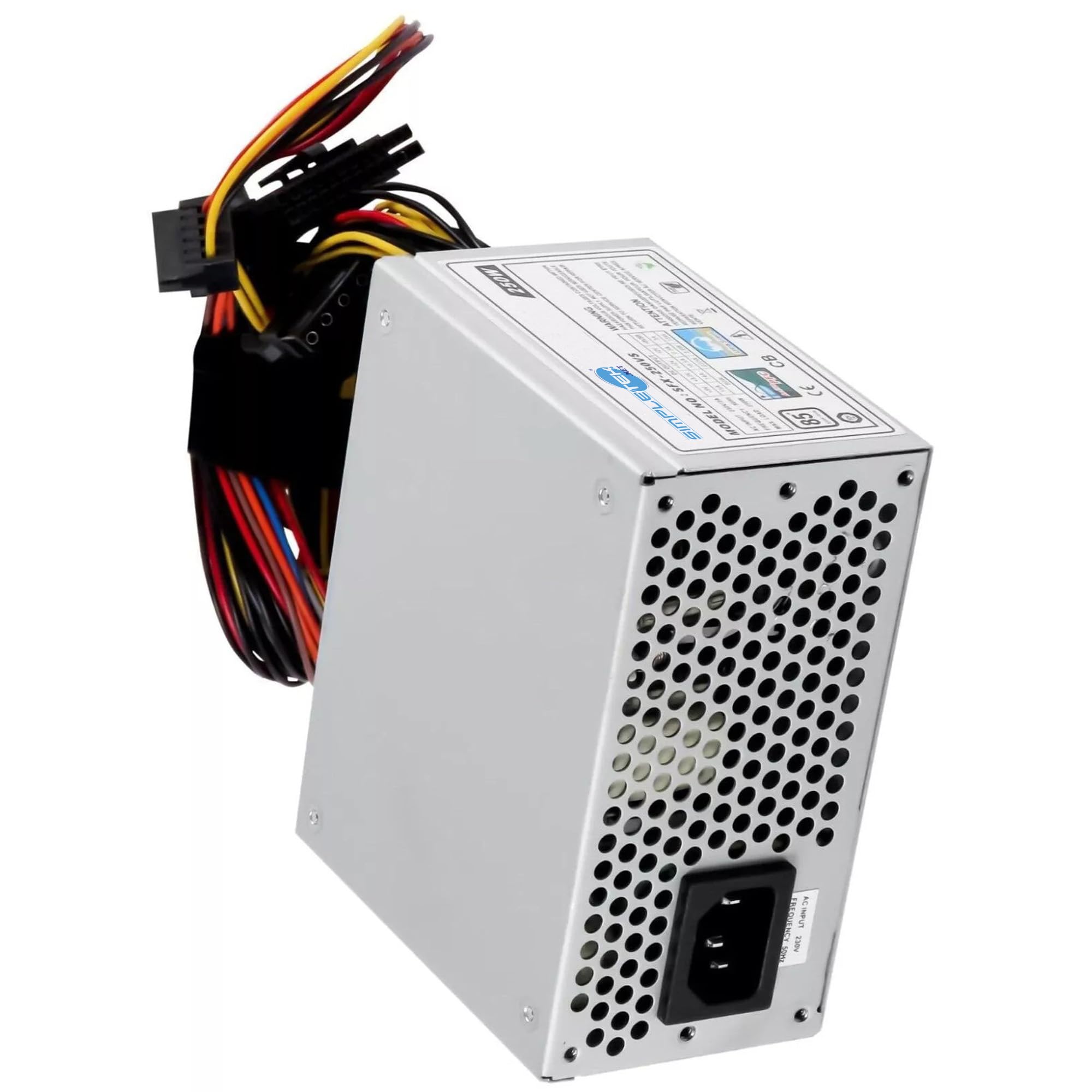 SIMPLETEK - Alimentatore SFX PSU per PC SFX-250VS 250W | 20+4 pin + 4 pin CPU + 2x SATA + 2x Molex + Floppy (Ricondizionato)