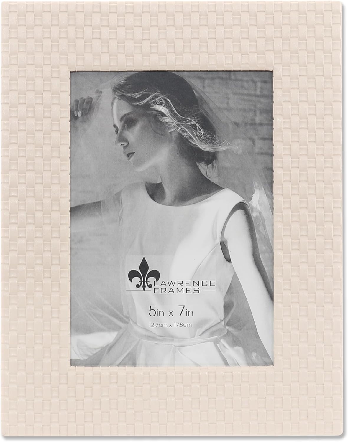 Lawrence Frames Vegan Leather Picture Frame, Diagonal Design, 4x6, White (Pack of 2)