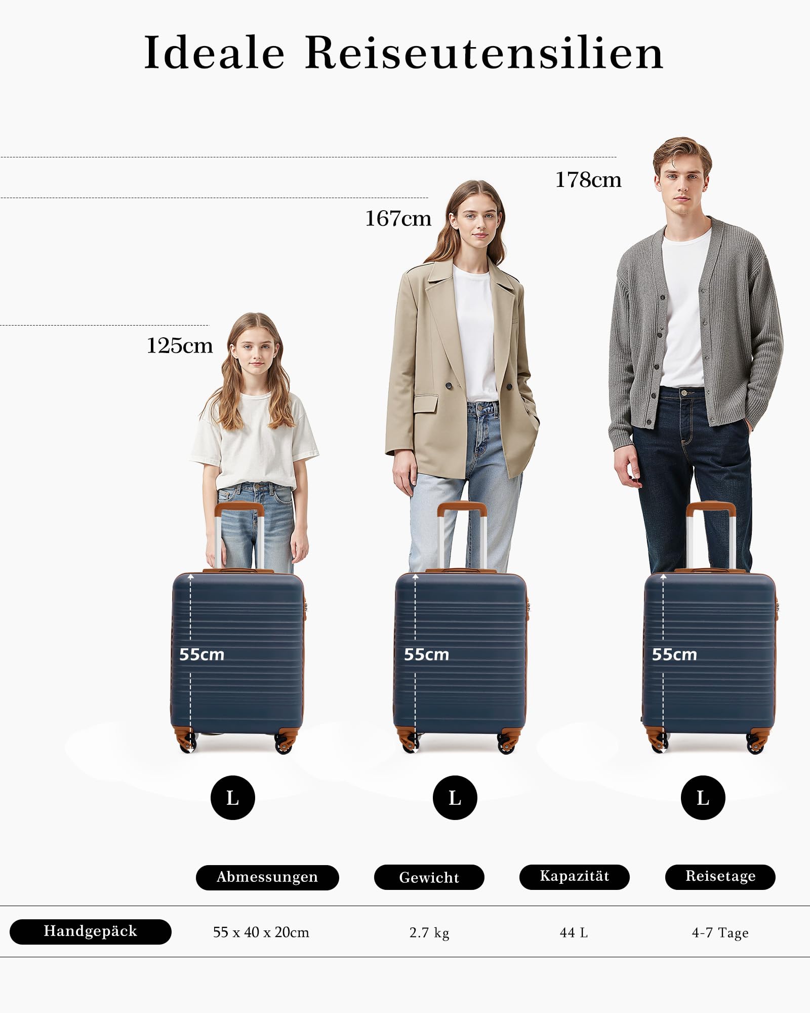 COOLIFE Ryanair Kabinenkoffer 55x40x20 EasyJet Handgepäck Koffer TSA