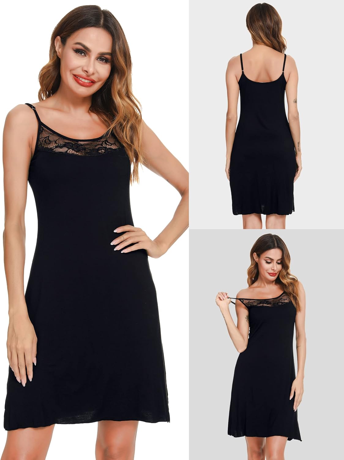 Vlazom Women Full Slips Sexy Soft Slip Dress for Under Dress Spaghetti Strap Cami Slip Chemises V Neck Negligee S-XXL - Image 2