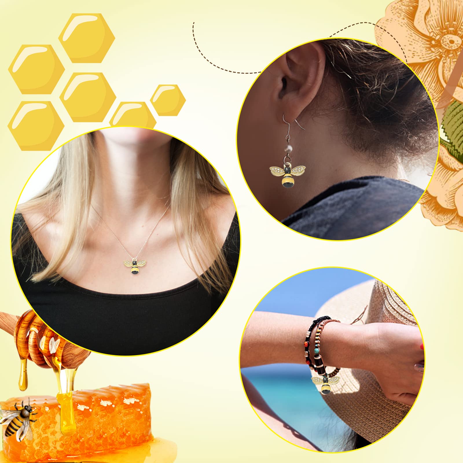 SUNNYCLUE 80 Ciondoli A Forma Di Ape In Lega Smaltata Oro - Mini Api 10x10,5 Mm, Foro 1,4 Mm, Per Creazione Gioielli Fai Da Te, Collane, Bracciali, Orecchini