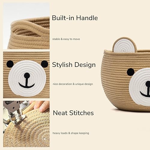 Miniatura 49 de CherryNow Cesta de bebé para guardería, cestas de regalo de oso para niños, cesta de baby shower con asas, cestas pequeñas de animales lindos