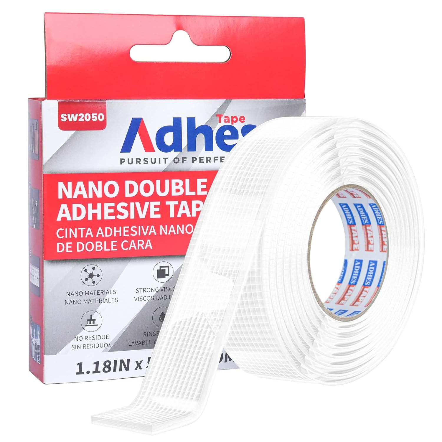 ADHES Easy to Tear Nano Double Sided Tape Mounting Tape, 3 Rolls 30mm X 5m, Reusable Heavy Duty Strong Adhesive for Home,Office,Wall,Carpet,Photos
