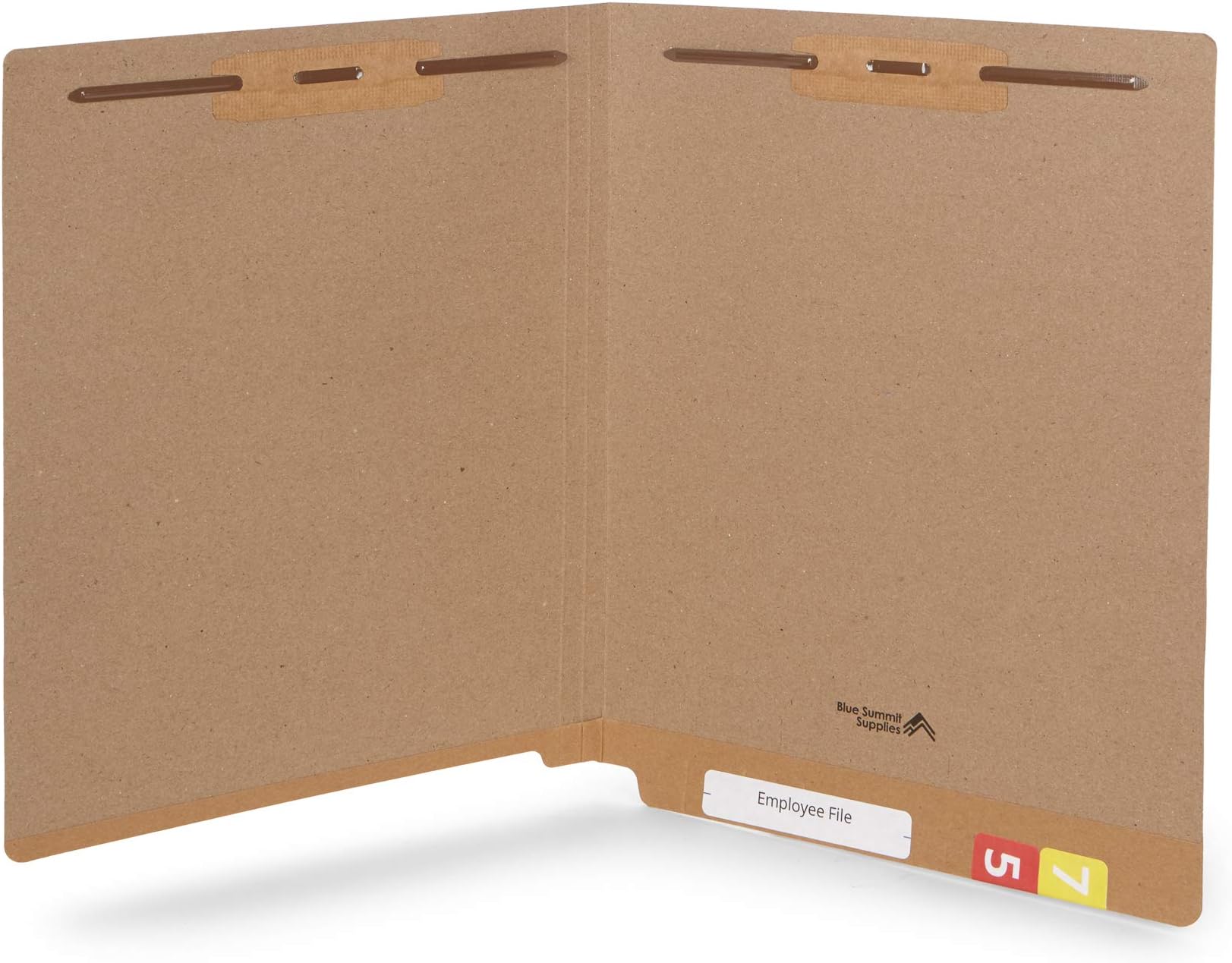 50 Brown Fastener File Folders, Reinforced Metal Pronged Tab Files, Letter Size, Kraft