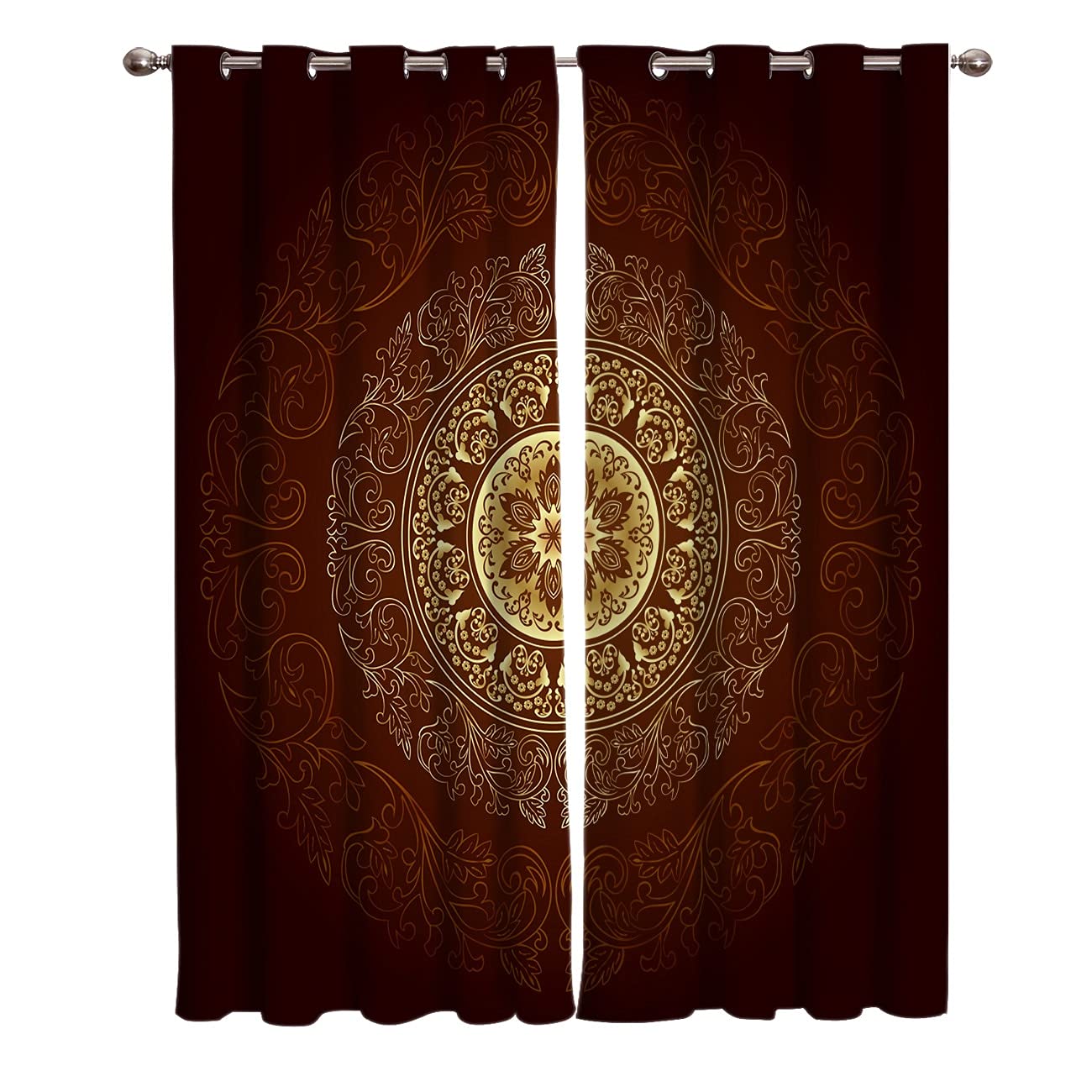 ZLJBB 3D Vintage Arab Blackout Curtains For Bedroom, Eyelet Curtains Room Darkening Curtain Thermal Insulated Black Out Curtains For Living Room 2 Panels 182X214Cm (WxH)