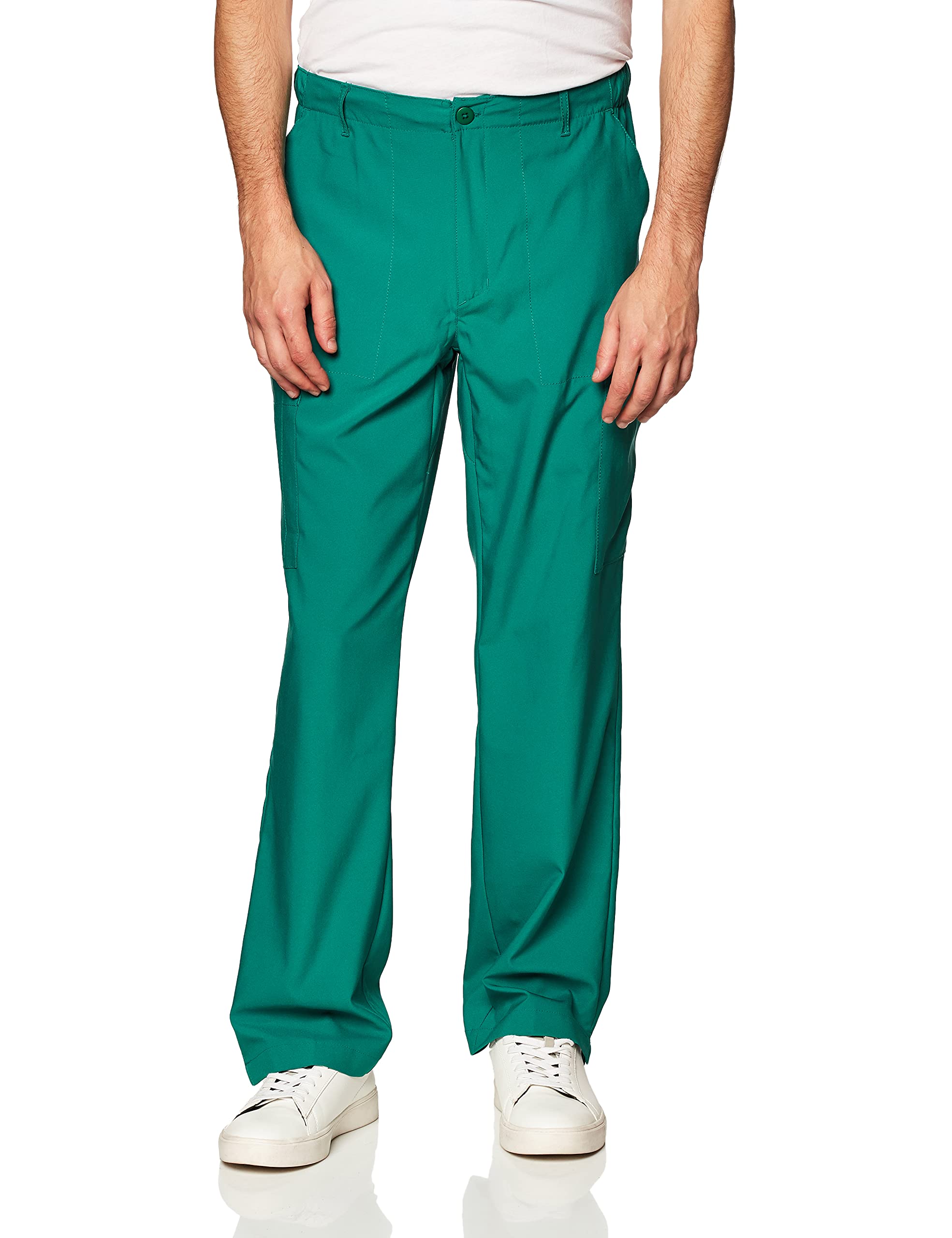 WonderWink 5355AHUNTMD W123 męskie płaskie przednie spodnie z kieszeniami cargo z przodu, Hunter Green, standardowy rozmiar M