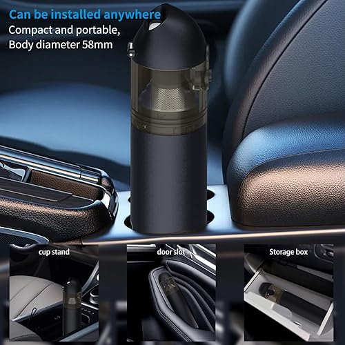 Miniatura 4 de Naisian Aspiradora inalámbrica para automóvil sin cable, mini aspiradora inalámbrica recargable portátil con acero inoxidable y filtros dobles HEPA